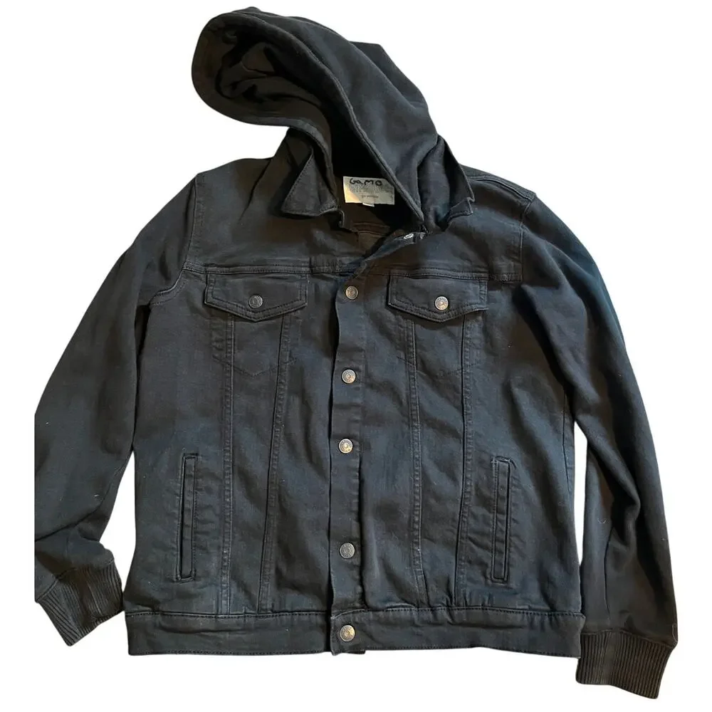 Gymboree kids jean jacket with hood black size large